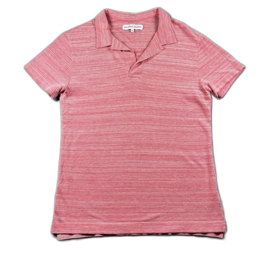 Orlebar Brown Men Felix Mélange Cotton-Piqué Polo Shirt Heathered Red Large P171